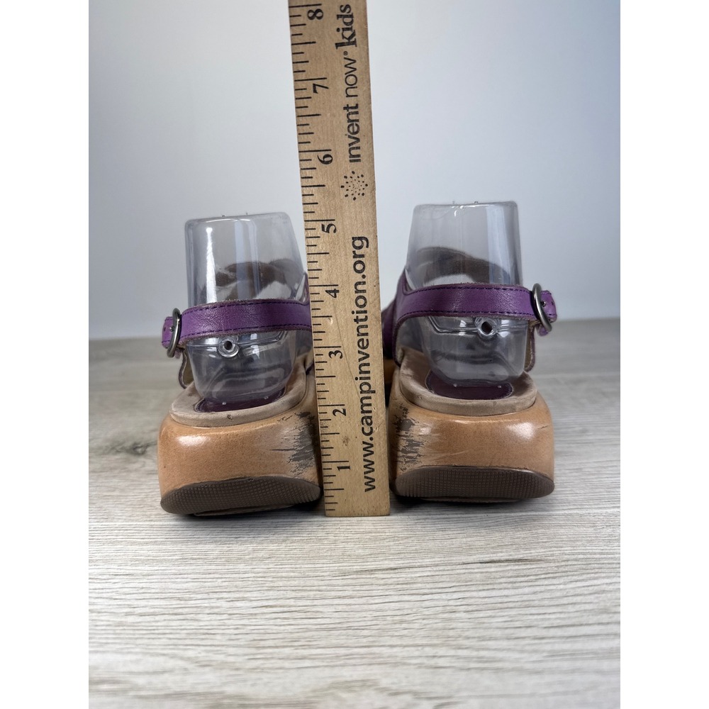 Vintage Dansko Womens EU 39 Plum Leather Strappy Platform Wedge Sandals - Picture 6 of 9